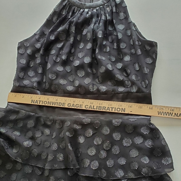 JONES&CO. BLACK COCKTAIL RUFFLE TIERED KNEE-LENGTH HALTER NECK DRESS ( SIZE 10 ) - Picture 7 of 11